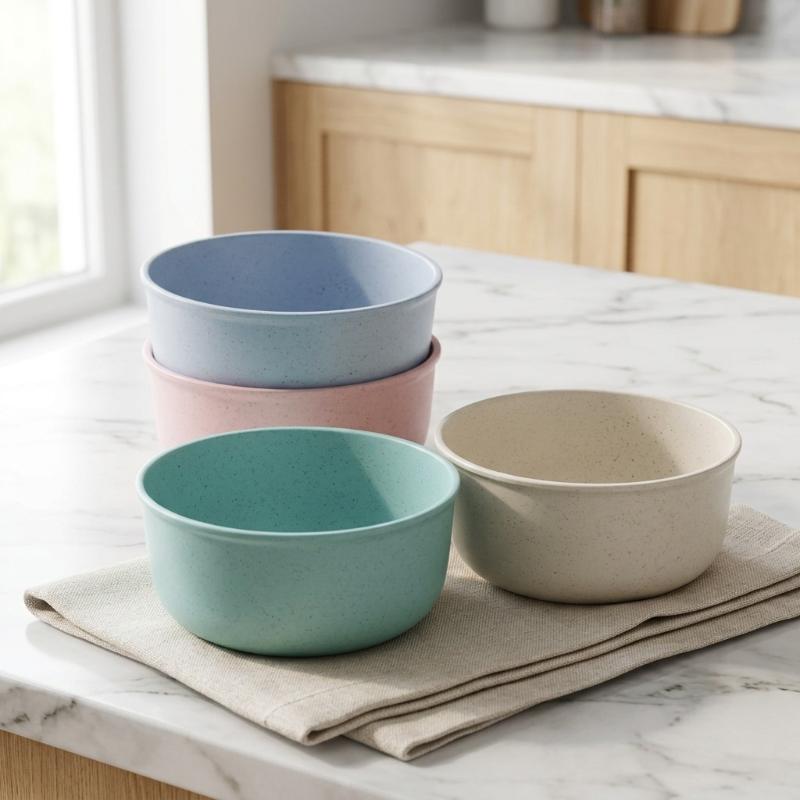Wheat Straw Bowl Set Unbreakable Lightweight Food Safe For Kitchen Daily Use Camping Picnic Nordic-Style Bowl