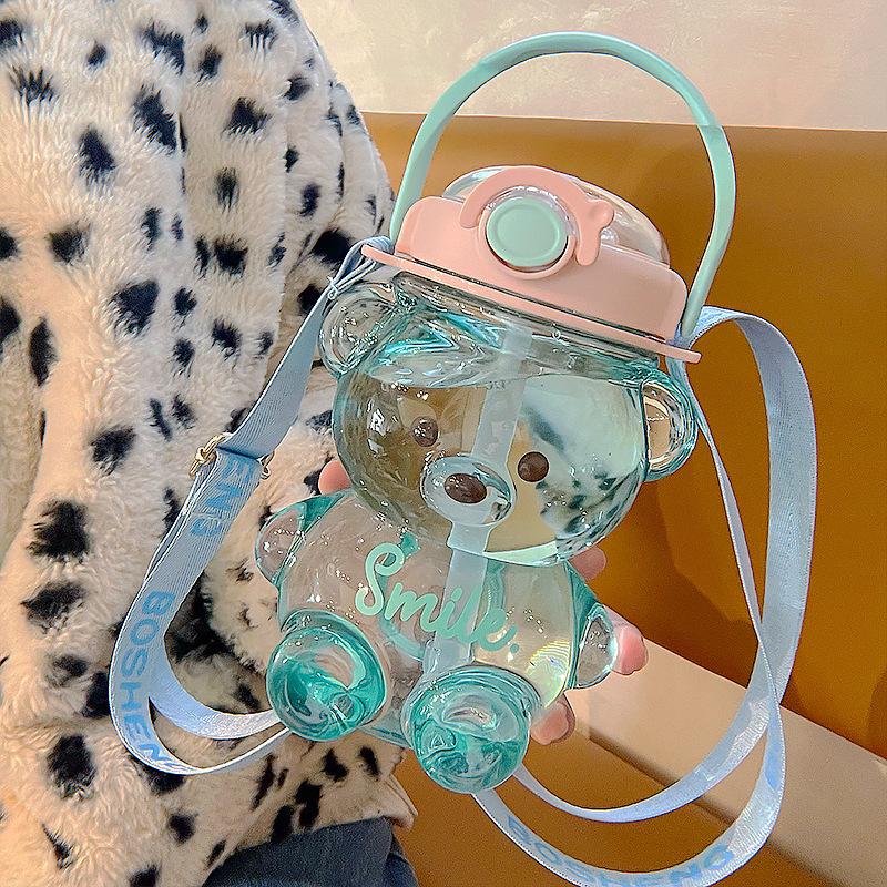 

Cute Bear Cup Various Modes of 1000ml Tumbler with Straw Kawaii Water Bottle For Girl Kid Outdoor Drinking Kettle