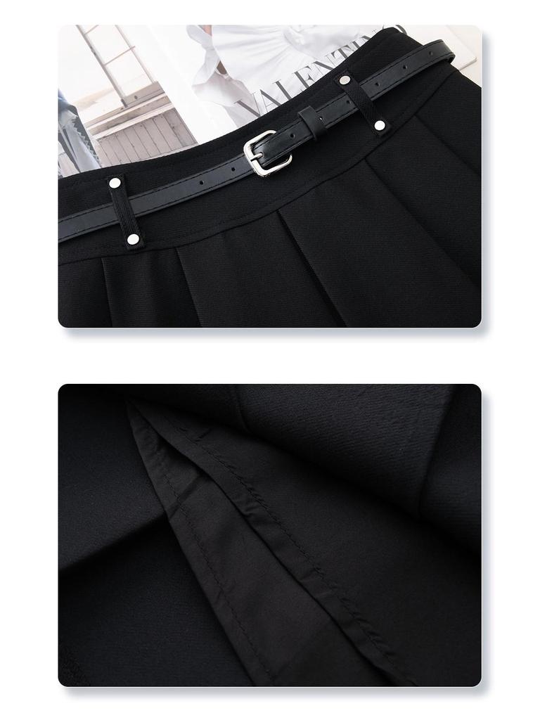 2025 College Style Pleated A-Line High Waist Slimming Skirt - Small Size, Versatile Midi & Short Options for Women