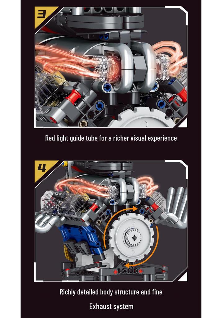 Ferrari V8 Engine Model Kit with App-Controlled Lights & Mechanisms