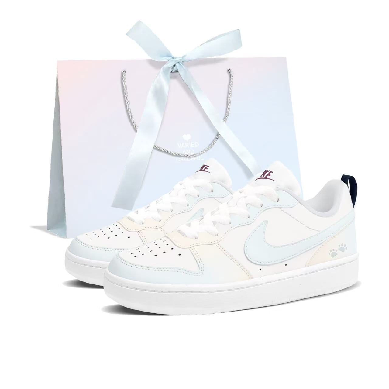 

Nike Court Borough Butter Maris Sal Leather Abrasion Resistant Low top Skateboard Shoes Women s White Yellow Blue FV8120-141(Team2101--SBOX) 36
