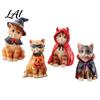 Little Red Riding Hood Cat Halloween Figurine Resin Miniature Statue Desktop Animal Ornaments Wizard Statue with Witch Hat/Cloak/Pumpkin Lamp Design
