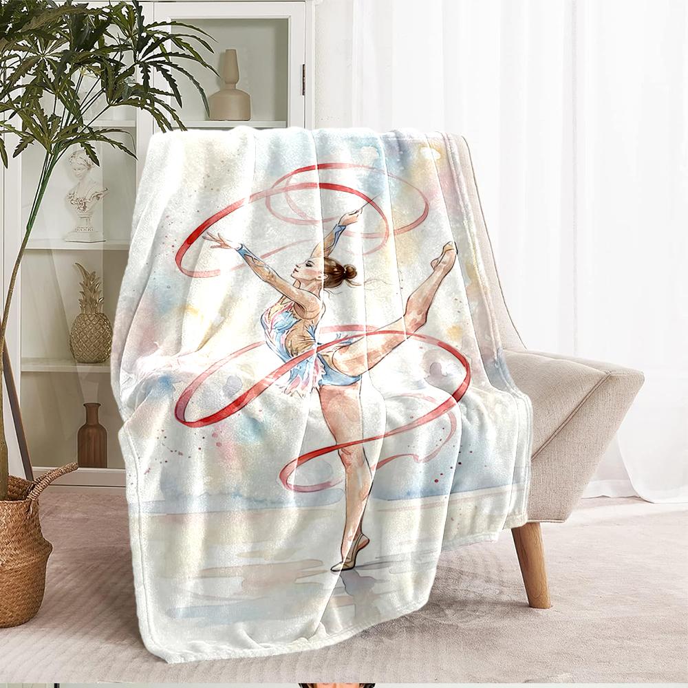 Gymnastics Theme Printed Blanket - Perfect for Couch, Bed, Travel & Outdoor Use | Machine Washable, Cozy & Durable.