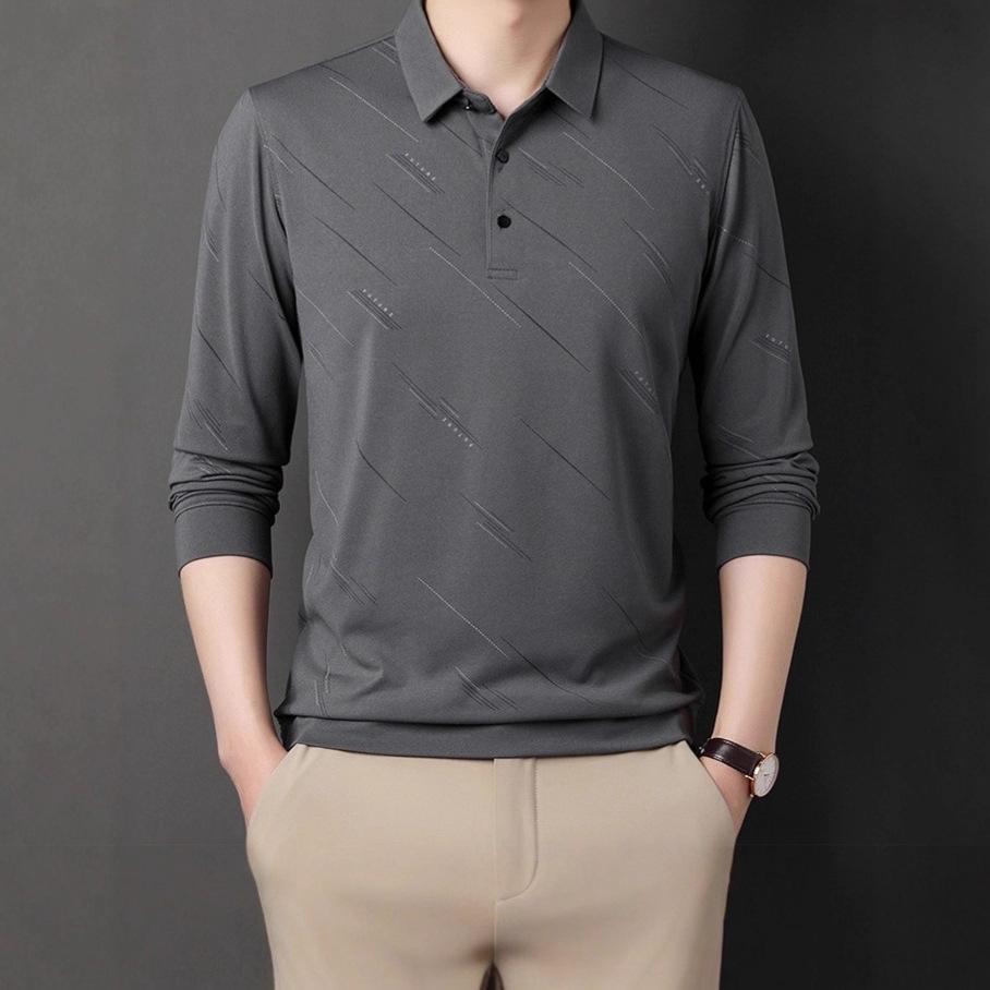 Middle-Aged Men'S Autumn Shirt Long-Sleeved Shirt Dad'S Lapel Spring And Autumn Bottoming Shirt Men'S Top