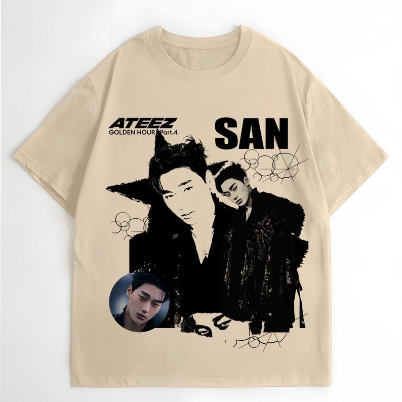 Ретро-футболка Ateez Sanshirt, Футболка Ateez Golden Hour Part 4, Футболка Ateez World Tour 2026, Футболка Kpop с участниками Ateez, Футболка Ateez Adrenaline 4XL