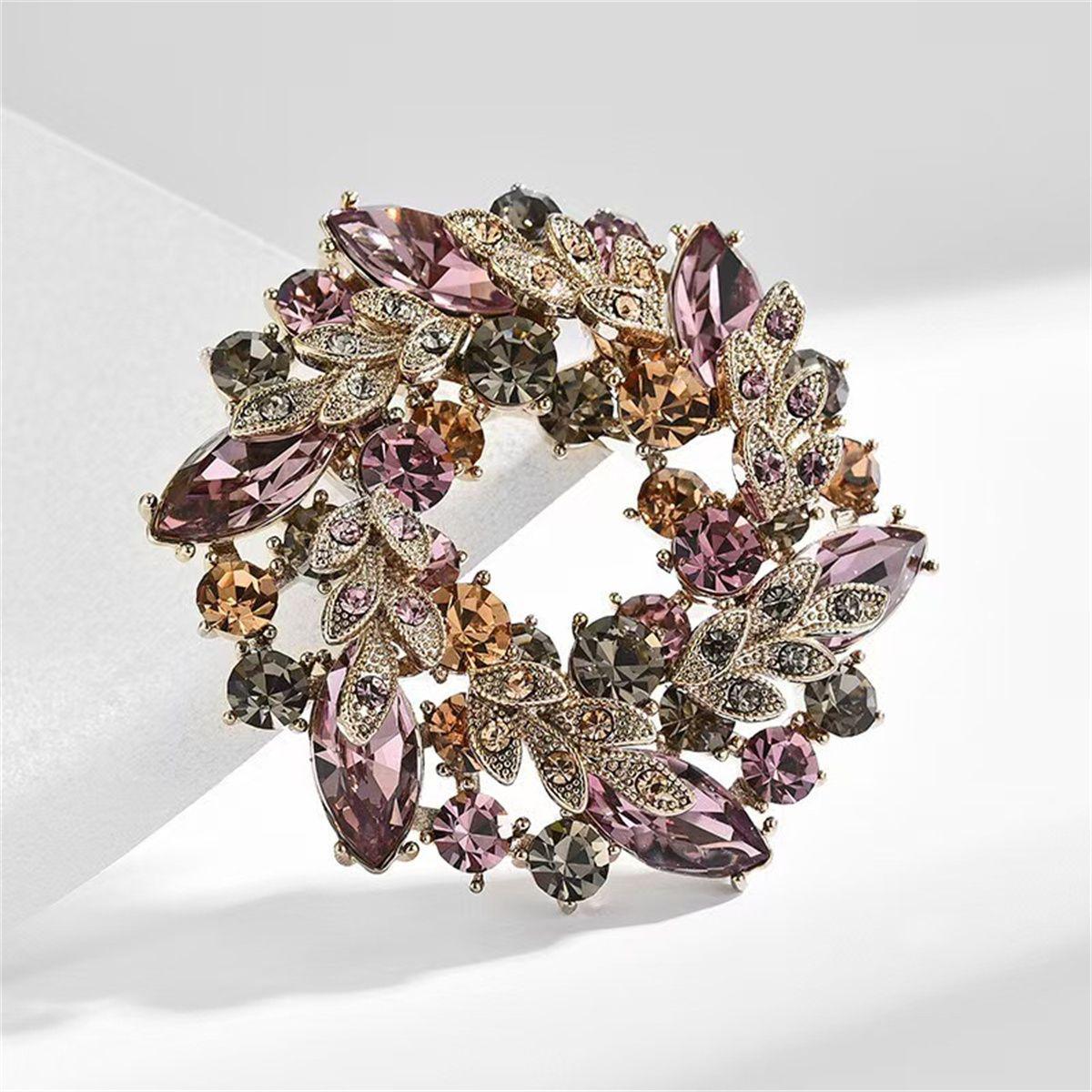 Crystal Bauhinia Wreath Brooch: Women s Lapel, Sweater, Cardigan Pin