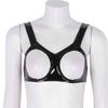 Femmes Look mouillé PVC cuir Bralette sans fil Bikini hauts de soutien-gorge vêtements de nuit débardeur hauts