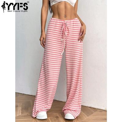 Women's Fashion Casual Stripe Print High Waist Trousers Pants & Capris