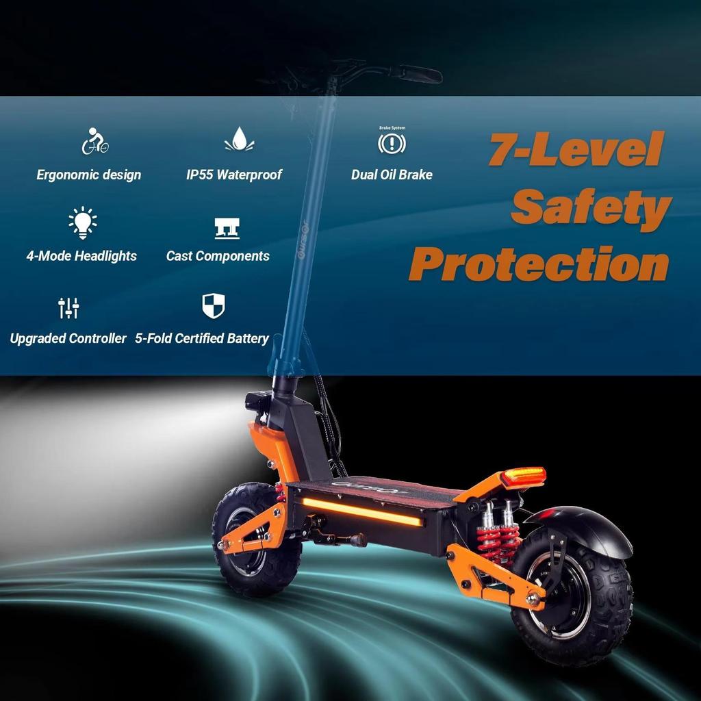 EU X5 6000W 60V 40AH Hulajnoga Elektryczna z Podwójnym Silnikiem Maks. Prędkość 90km/h Hamulec Hydrauliczny Wyświetlacz LCD Maks. Zasięg 90km Składana Hulajnoga