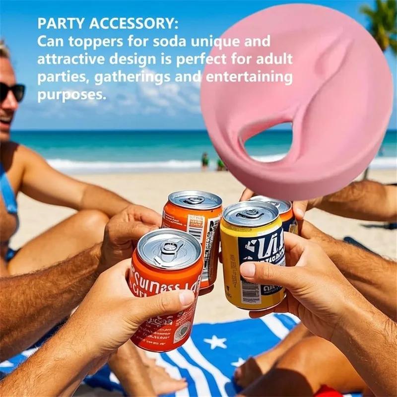 Silicone Spoof Drink Can Sleeve Fits Standard Drink Cans Original Gifts for Stag Parties: Reusable Vagina Shaped Drink Can Lids