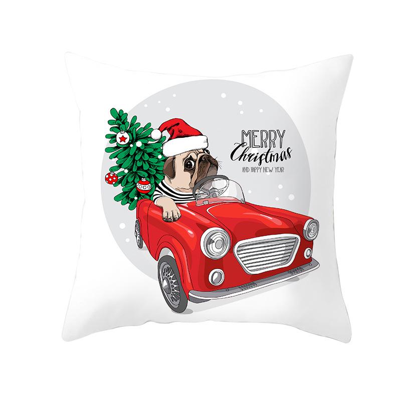 Cartoon Car Print Peach Skin Pillow Cover Christmas New Pillow Cover Wish Home Cushion Cover