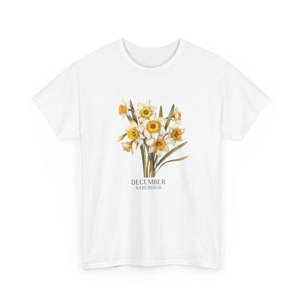 December Narcissus Flower T-Shirt - Adorable Floral Tee for Girls & Women