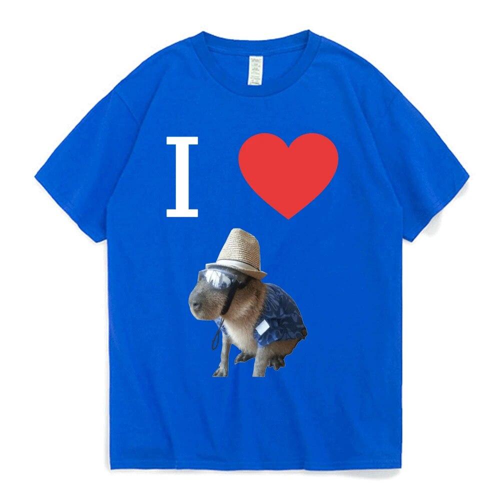Funny I Heart Capybara T Shirt Kawaii Graphic T-shirts Unisex Women Cotton Casual Short Sleeves Oversized Harajuku Streetwear Tees