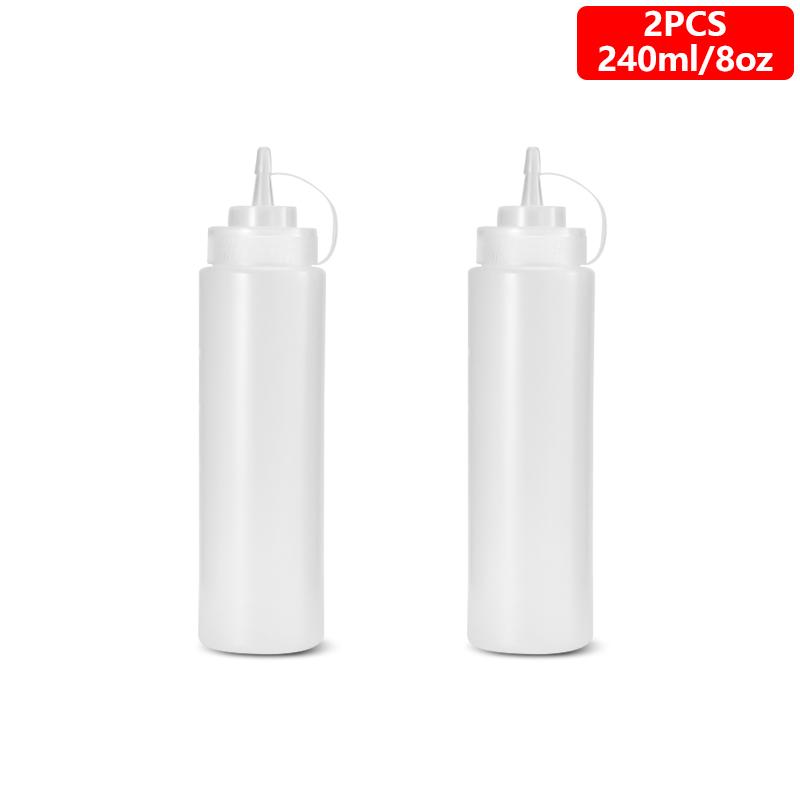 1/2/4/6 Stück Gewürz-Quetschflaschen mit Kappen, Kunststoff-Quetschspender mit Messangaben für Ketchup, BBQ, Saucen, Sirup