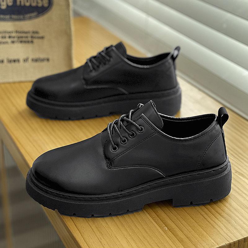 

Casual leather shoes platform heightened black round head tooling big head Martin boots commuter leather shoes 39