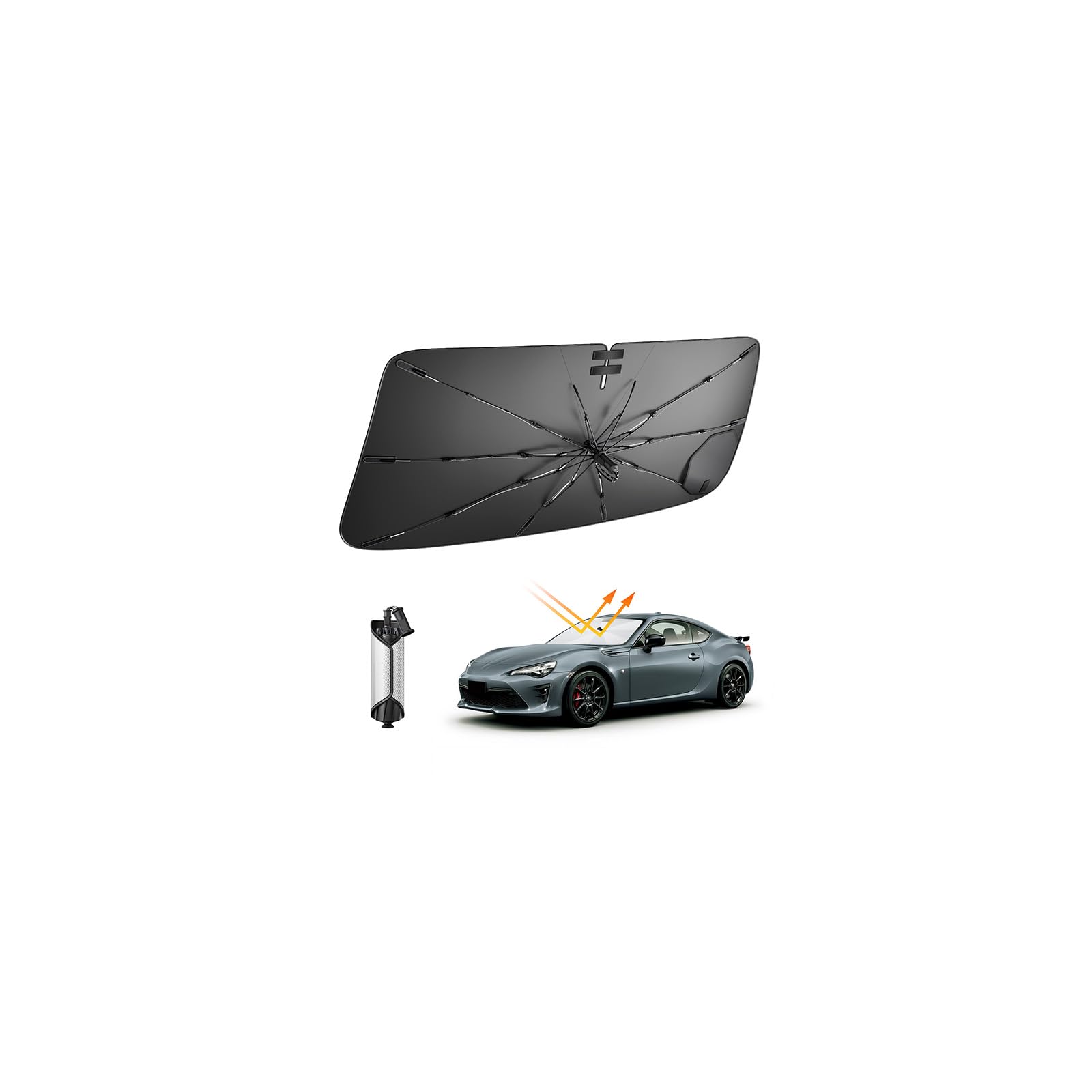 

New Front Sunshade for Toyota 86 Drawstring Light Heat UV Heat Models Windshield Dashboard Scratch Car Camping 10 Fiberglass Easy Toyota 86 Interior чёрный