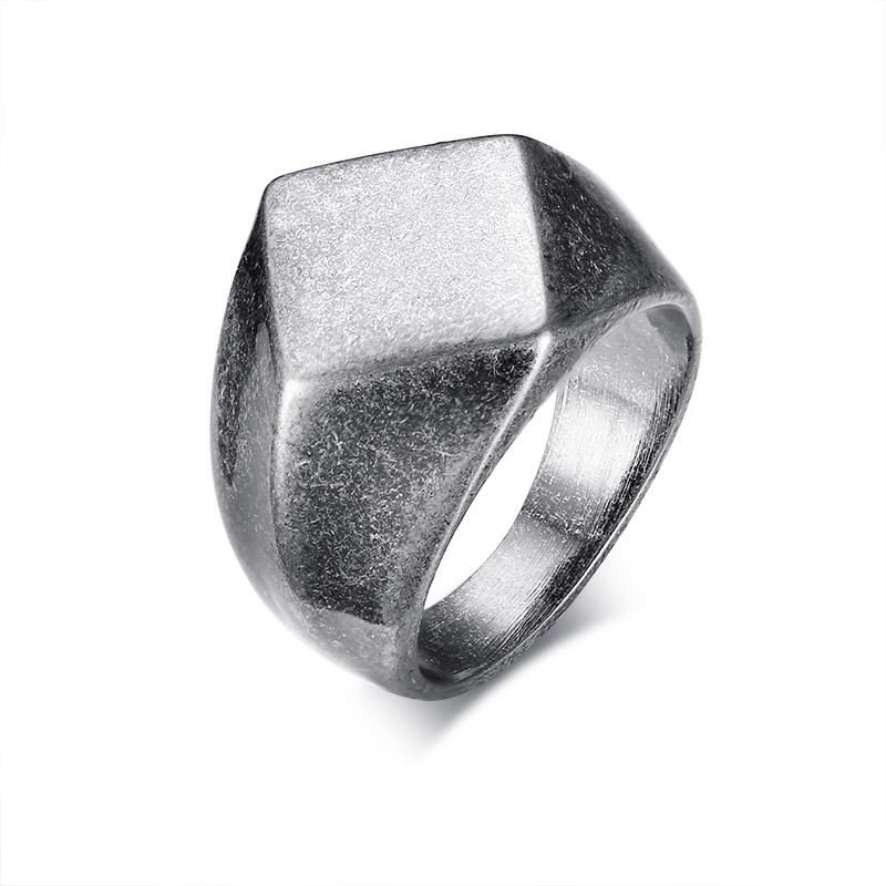 Geometric Arrow Square Men Ring,Punk Stainless Steel Signet Ring Stamp Ring Thumb Ring,Minimalist Jewelry Gifts