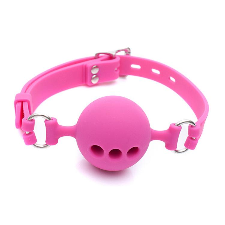 Icele Silicone Oral Sex Gag: Black, Soft Gel Ball with Hole In Various Sizes for Erotic Play.