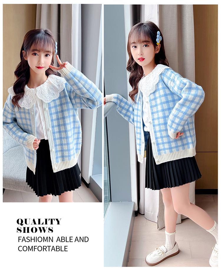 Spring/Summer 2025 College Style Long-Sleeve White Doll Collar Shirt for Girls