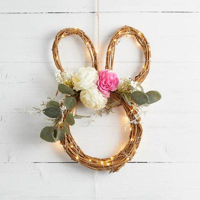 2024 Easter Bunny Flower Wreath Spring Simulation Flower Wreath Door Hanging Festival Door Hanging Decoration New Home Decoration