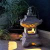 Resin Solar Pavilion Sculpture Lamp Retro Craft Waterproof Pagoda LED Solar Light Ornament Outdoor Garden Lawn Decorations