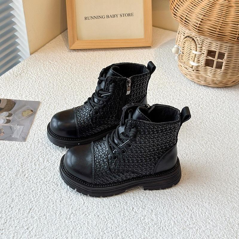 Braided Vamp Children Boots for Kids Girls Autumn Winter Princess Platform Boots Student Side Zip Ankle Boots Shoes Child I07297