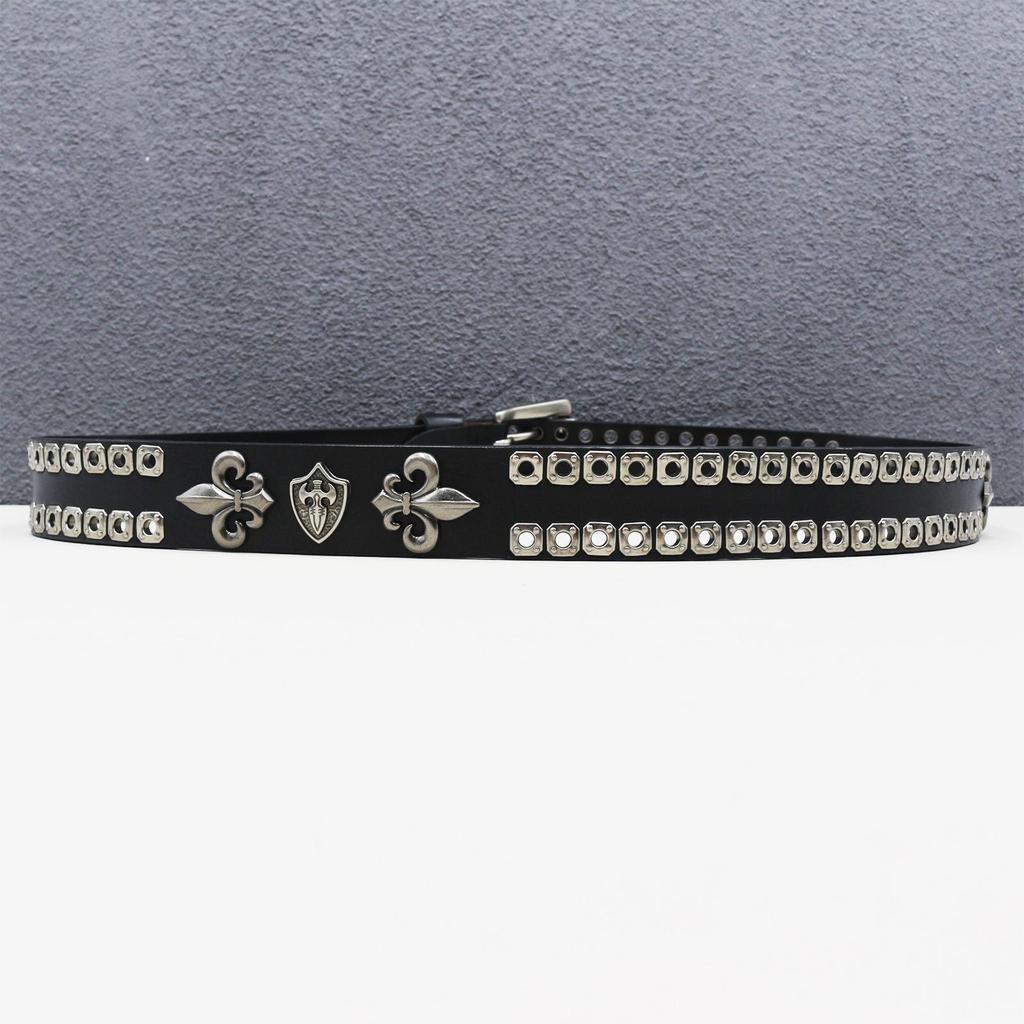 Abi Y2K Personalized Leather Belt with Rivet & Eyelet Design