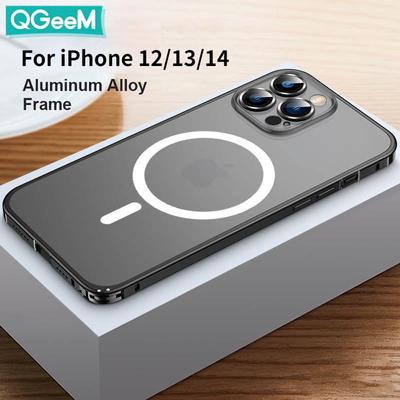 Aviation Aluminium Alloy Magnetic Phone Case For iPhone 14 13 12 Pro Max Metal Frame Frosted Translucent Cover With Hippo Buckle
