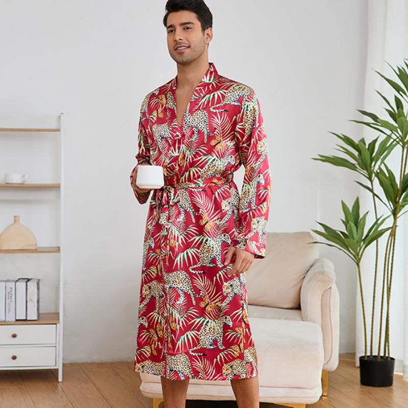 

Мужская домашняя одежда с принтом, длинный рукав, халат, шорты, комплект, легкая пижама, платье на шнуровке, домашняя одежда XXL