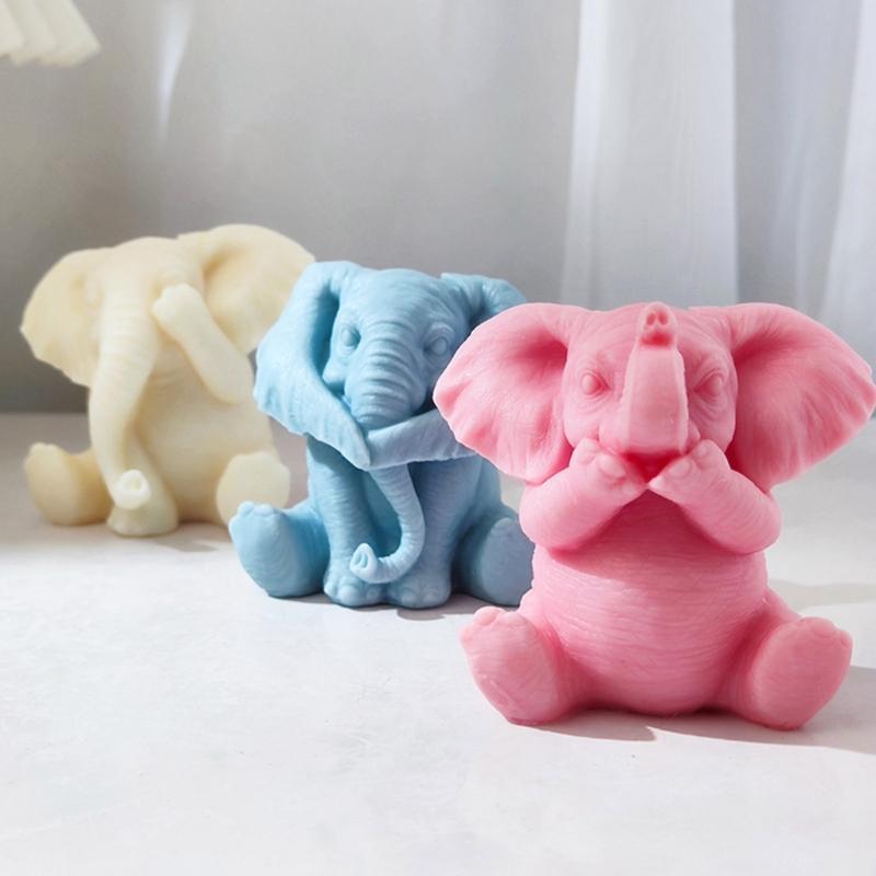 Silicone 3D Elephants Candle Molds Soap Resin Mould DIY Animal Aromatherapy Candle Mold Hand Craft for Home Party-Decor