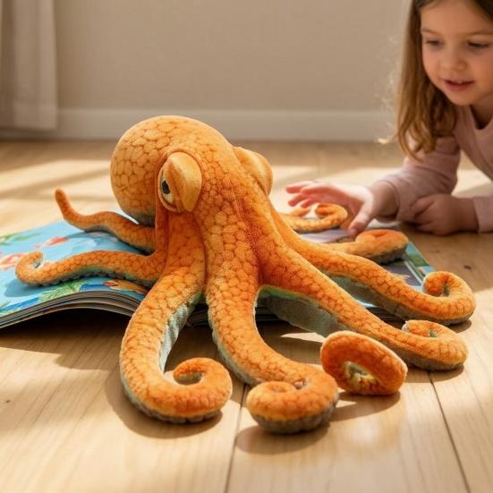 Realistic Octopus Plush Toy Soft Stuffed Animal Doll Cute Sea Creature Pillow for Kids