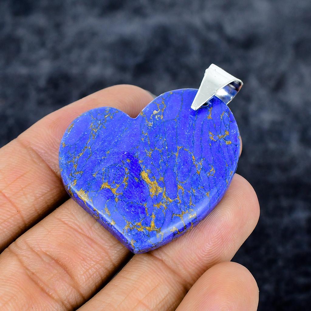 Copper Purple Turquoise Gemstone 925 Sterling Silver Jewelry Pendant 1.77" M-3340