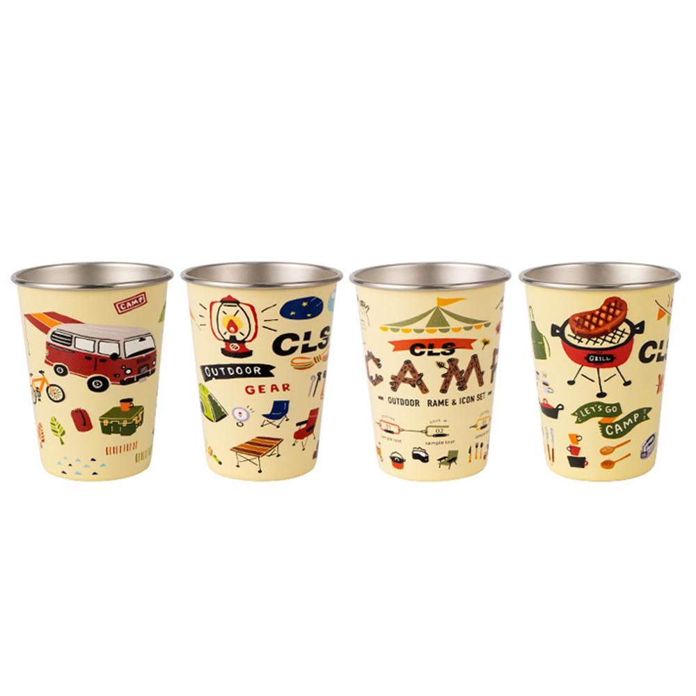 

4 Pack Artistic 304 Stainless Steel Cup Set Stackable Coffee Cup/Tea Cup/Chilling Beer Glasses, Great for Kids & Camping