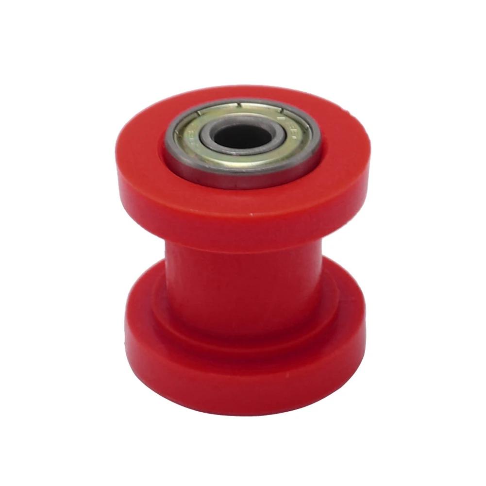Universal 8mm Chain Pulley Roller Slider Metal Drive Chain Roller Guard Bearing Parts Motorcycle Pulley Slider Motos Accessories Red 8mm