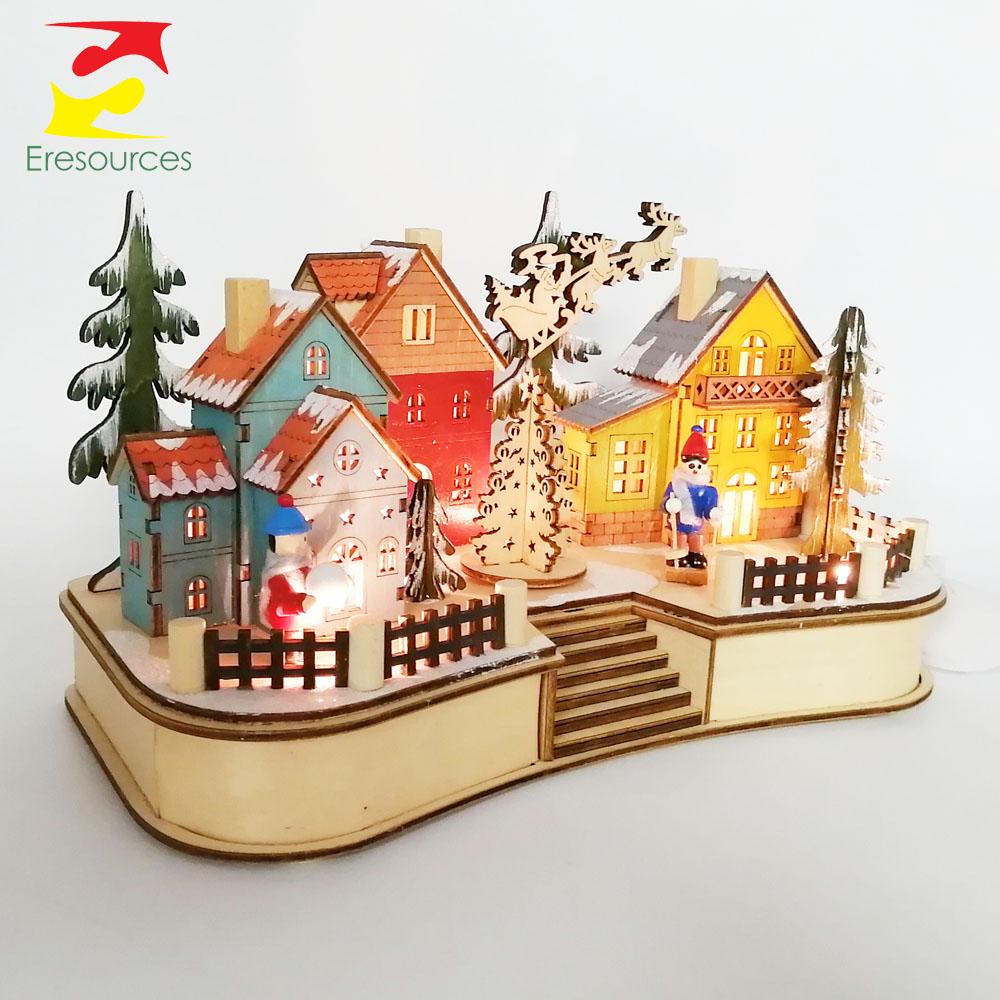 Laser Cut Wooden Christmas Village Scene Hand-Crafted Christmas House Decorations