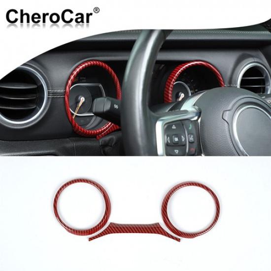 3x Red Carbon Fiber Dashboard Frame Cover Trim Decor For Jeep Wrangler JT JL 18+