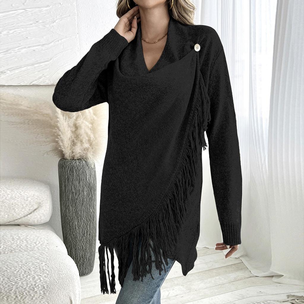 Women's Asymmetric Cardigan Sweater with Buttons and for Casual Outwear