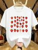 Wds01419strawberry Print Plus Size Unisexs Round Neck Tshirt Summer Casual Street Fashion Unisexs Joker Short Sleeve Tshirt