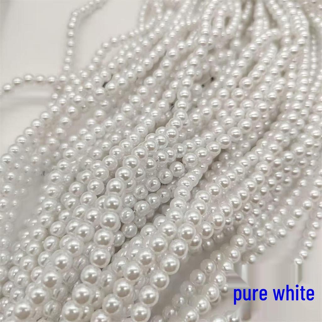High-Gloss ABS Imitation Pearl Beads: Off-White, Pure White, Straight-Hole for DIY Jewelry