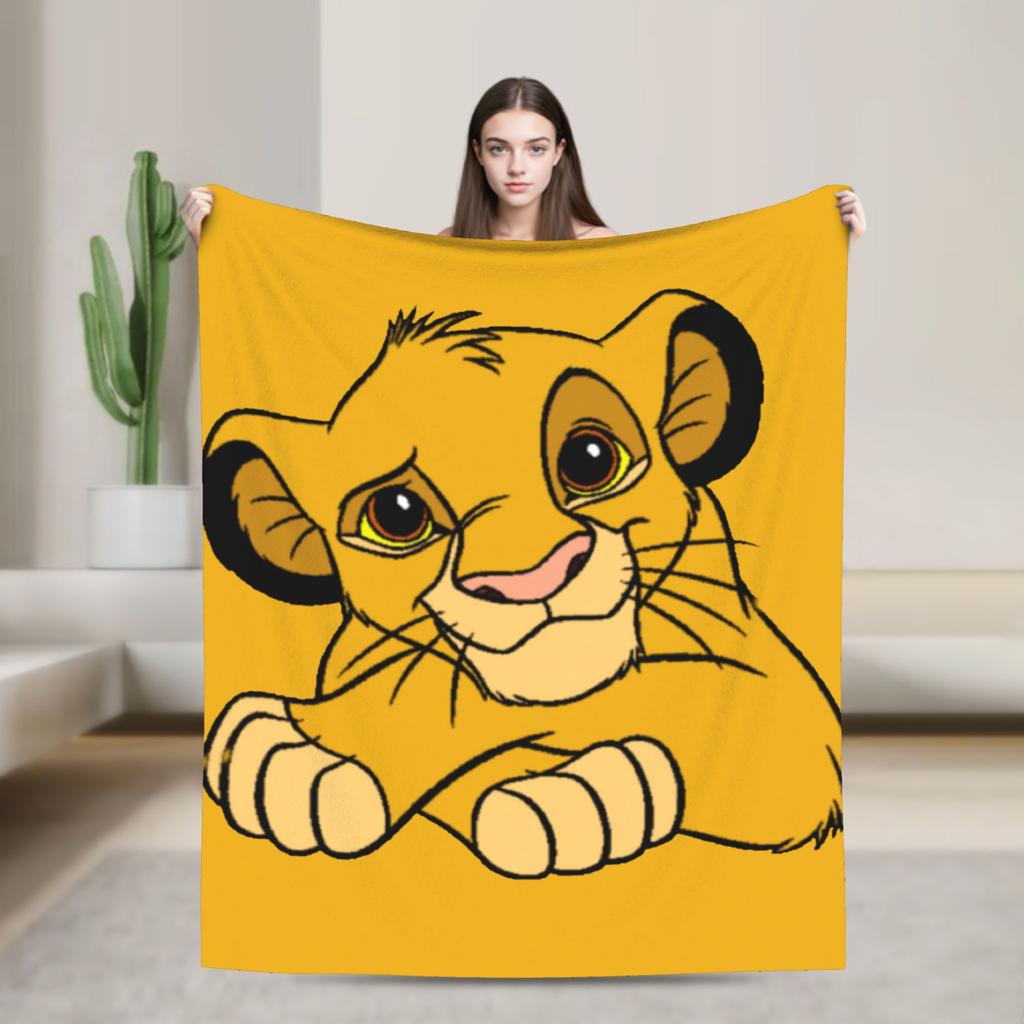 Simba Le Roi Lion Housse de Couverture Anime Couvertures Jetées en Flanelle Literie Canapé Portable Doux Chaud Couvre-lits