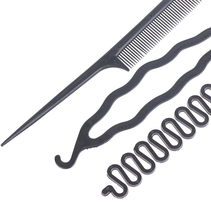 6Pcs/Set Hairstyle Braiding Tools Pull-Through Hair Needle Hair Disk Hair Comb