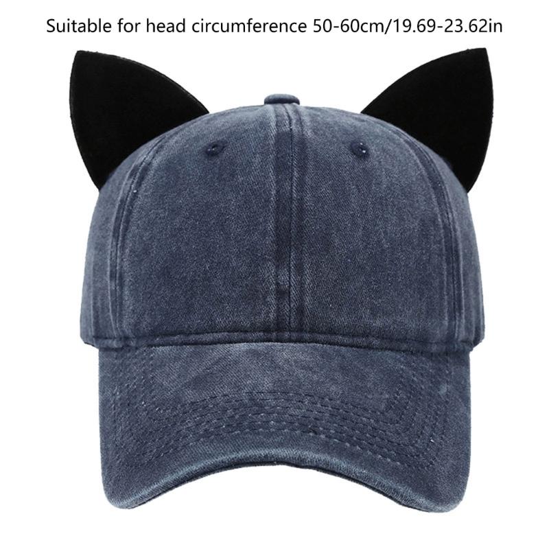 Cats Ear Baseball Hat for Girls Women Kitten Ears Casual Hat for Sports Gym Mountain Camping Hat Outdoor Activity