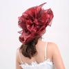 Travel Organza Mesh Hat Flower Beach Cap Elegant Bridal Wedding Hat  for Women