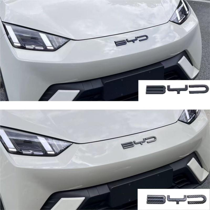 For BYD SEAl HAN SONG YUAN DOLPHIN ATTO 3 Accessories Car Front Bumper Emblem Badge Decal Black Carbon Logo Refit Sticker