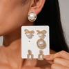 Twelve-piece set of diamond-set imitation pearl opal geometric silver needle stud earrings retro earrings