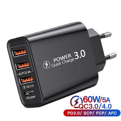 60W USB C Ladegerät Quick Charge 3.0 QC3.0 Handy Wand Schnellladegerät Adapter für iPhone Samsung Xiaomi Poco USB TypeC Ladegerät