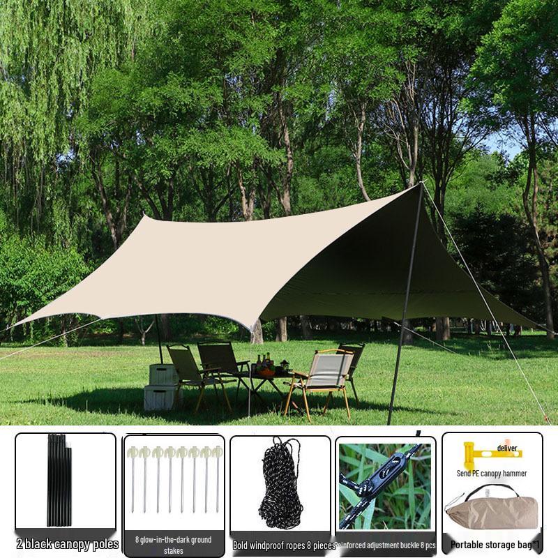 Heavy-Duty Black Oxford Cloth Tarp: Portable, Rainproof, Sunshade for Outdoor Camping, Picnic, Beach, Courtyard