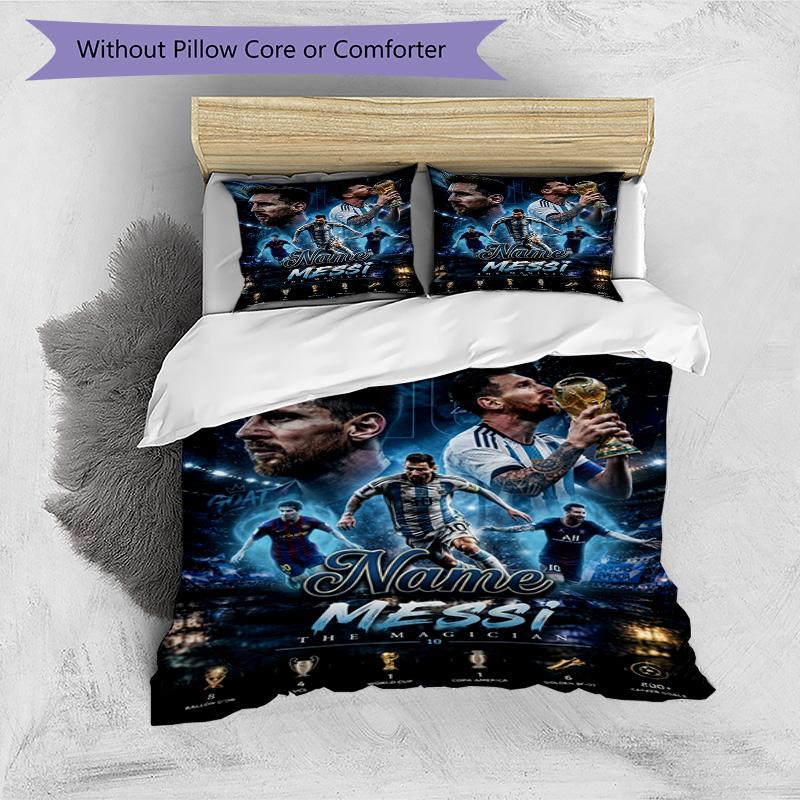 Messi Lionel Messi World Cup Champion Personalized Name Bedding Set,Soft Bed Linen for Bedroom Home Decoration,Perfect Gift for Football Fans,Breathab