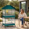 Birdcage on Wheels, Removable Divider, 4 Feeders 2 Perches, 2 Sliding Trays, 94 x 70 x 158 cm