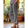 Spring Summer New Women Solid Cotton Linen Wide Leg Pants, Elastic Waist Loose Casual Trousers, Breathable Daily Fashion Bottoms